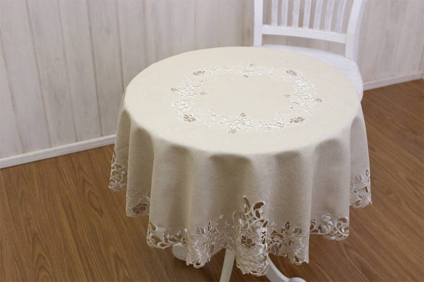 カットワーク刺繍テーブルクロス、直径100cm